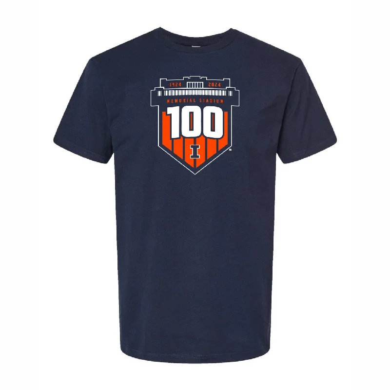 Illinois Fighting Illini Navy Football 100 Years Memorial Short-Sleeve T-Shirt