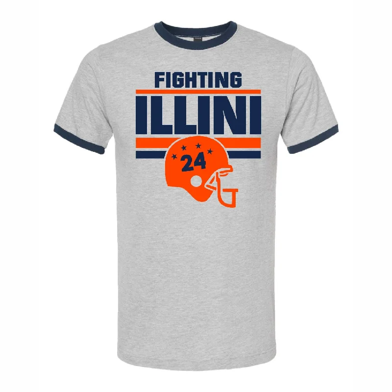 Illinois Fighting Illini Vintage Football Stars Helmet Short-Sleeve T-Shirt