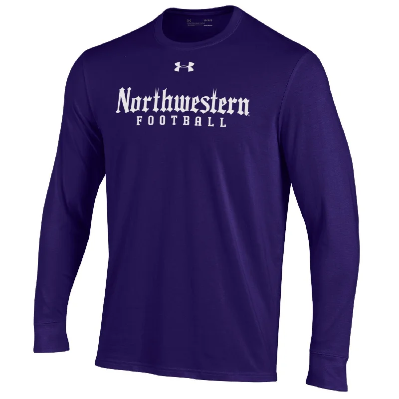 Northwestern Wildcats Men's Under Armour Gothic Football Long-Sleeve T-Shirt