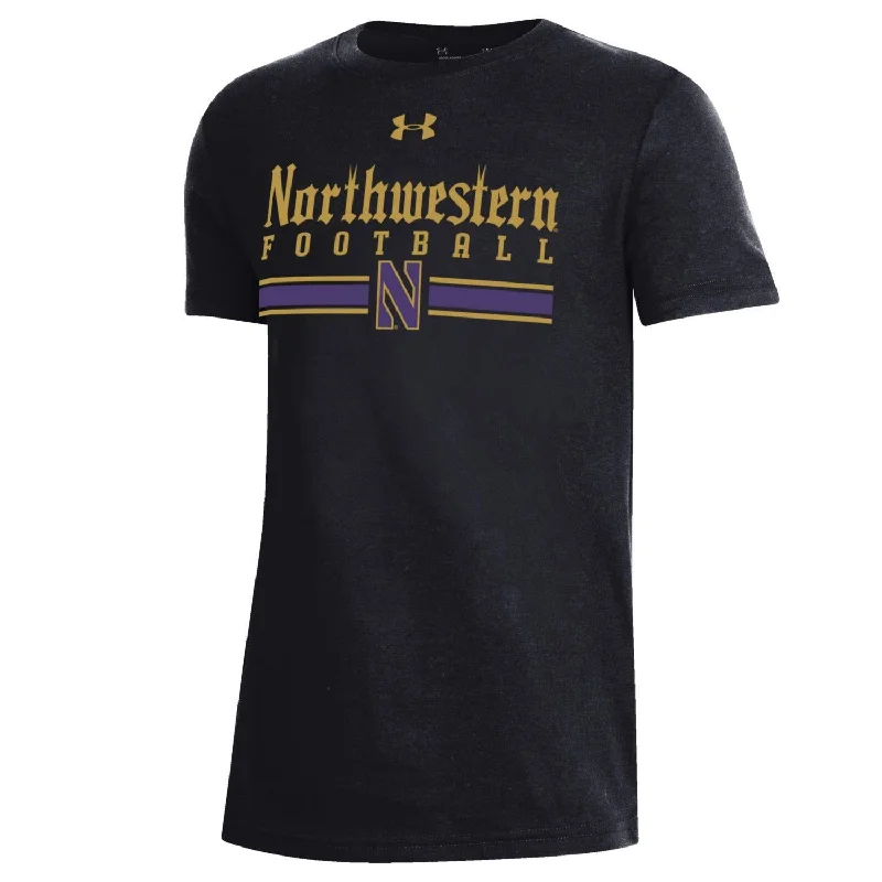 Northwestern Wildcats Youth Under Armour Football Stripe T-Shirt