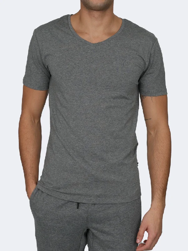 Oil And Gaz V-Neck  Men Lifestyle T-Shirt Grey