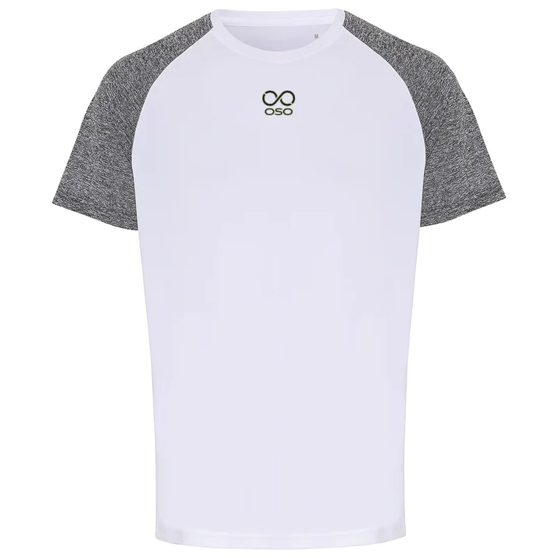 OSO Slim Fit Baseball Tee - Wht/Blk Melange