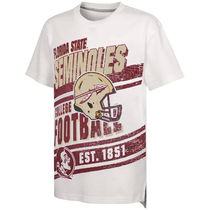 Outerstuff Youth Florida State Seminoles Football Helmet Design Short Sleeve T-shirt - White