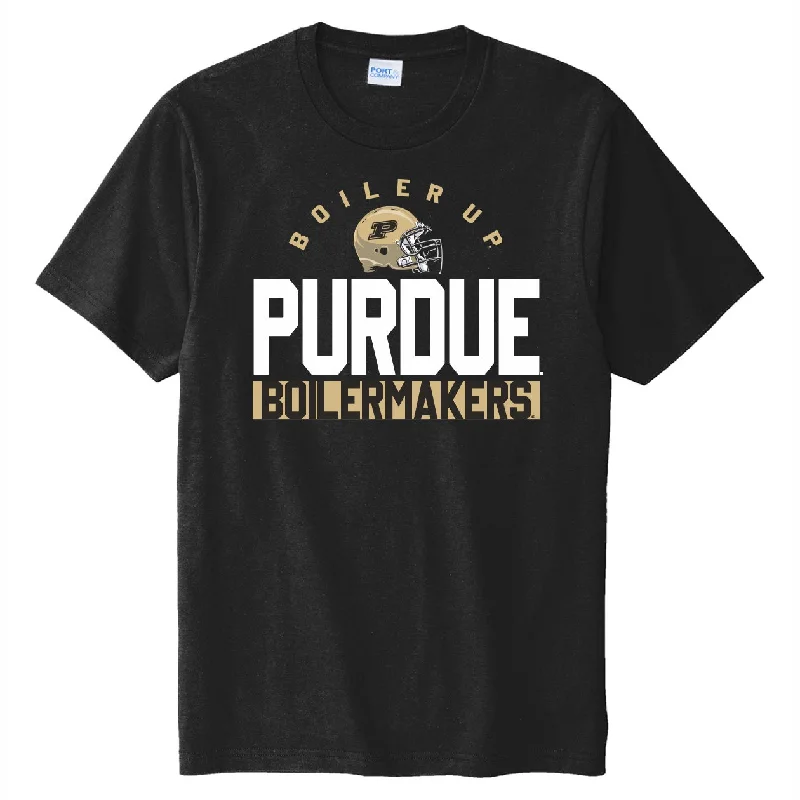 Purdue Boilermakers Black Football Helmet Short-Sleeve T-Shirt