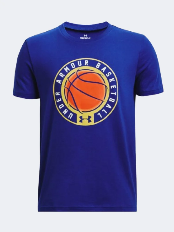 Under Armour Bball Icon Boys Basketball T-Shirt Royal/Lime Yellow