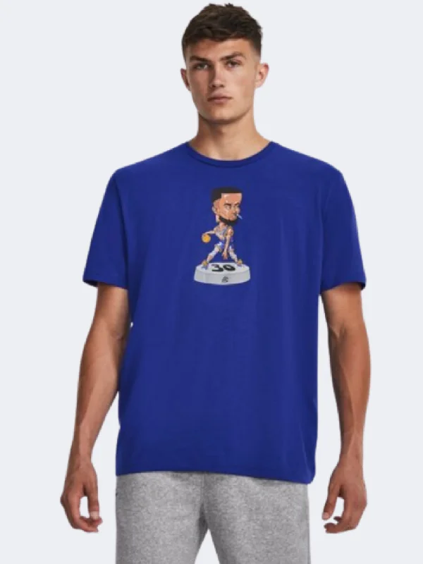 Under Armour Curry Bobble Head Men Basketball T-Shirt Royal Taxi