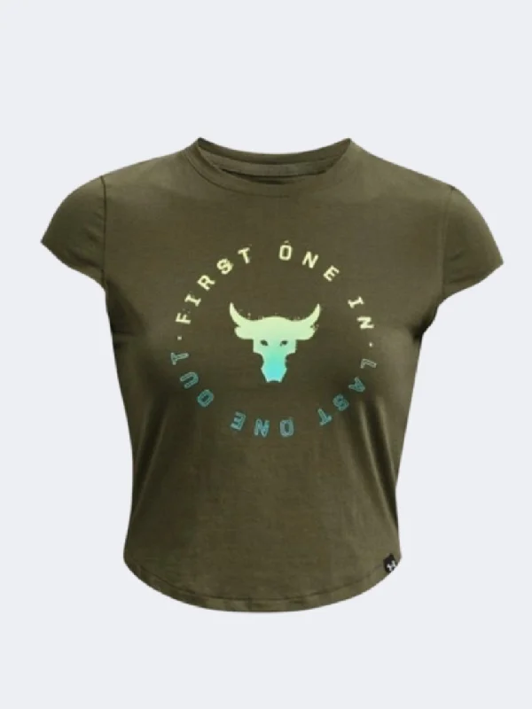 Under Armour Project Rock Women Training T-Shirt Marine Green/Yellow