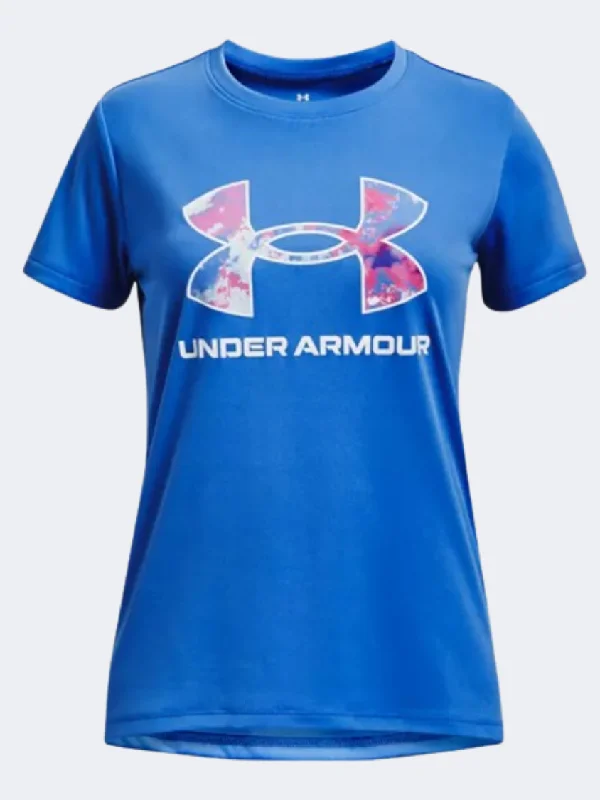 Under Armour Tech Print Girls Training T-Shirt Water/White