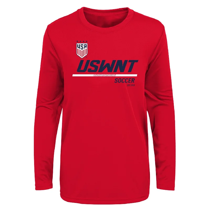 Youth Outerstuff US WNT Engage Poly Red Long Sleeve Tee