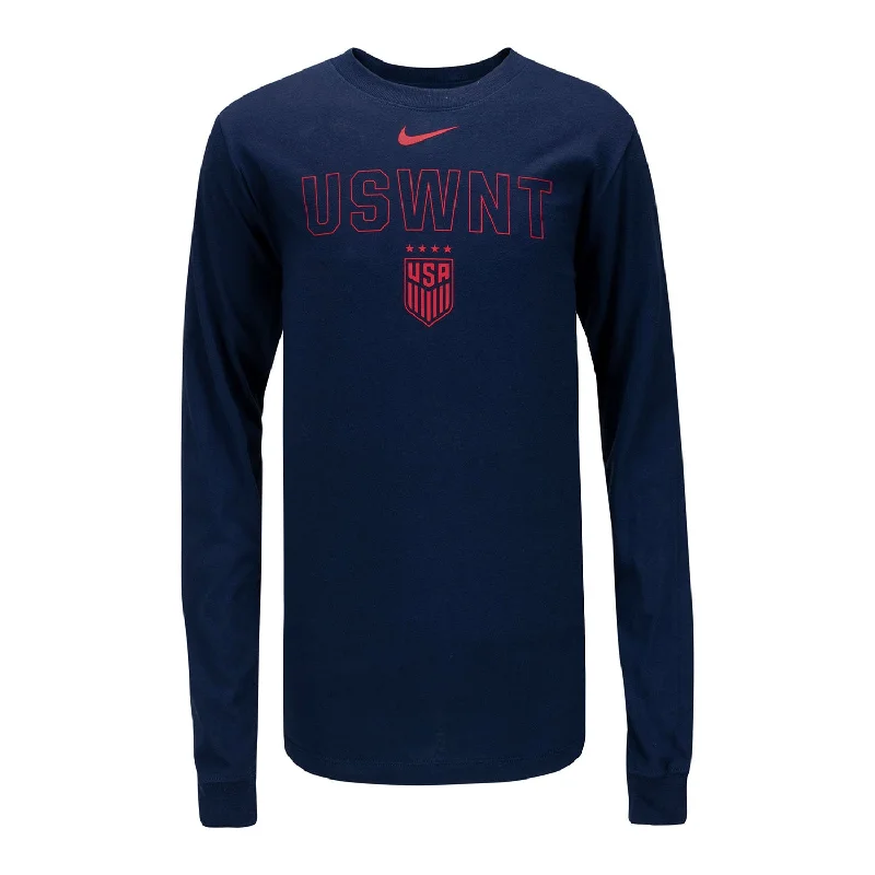 Youth Nike USWNT Outline Navy Long Sleeve Tee