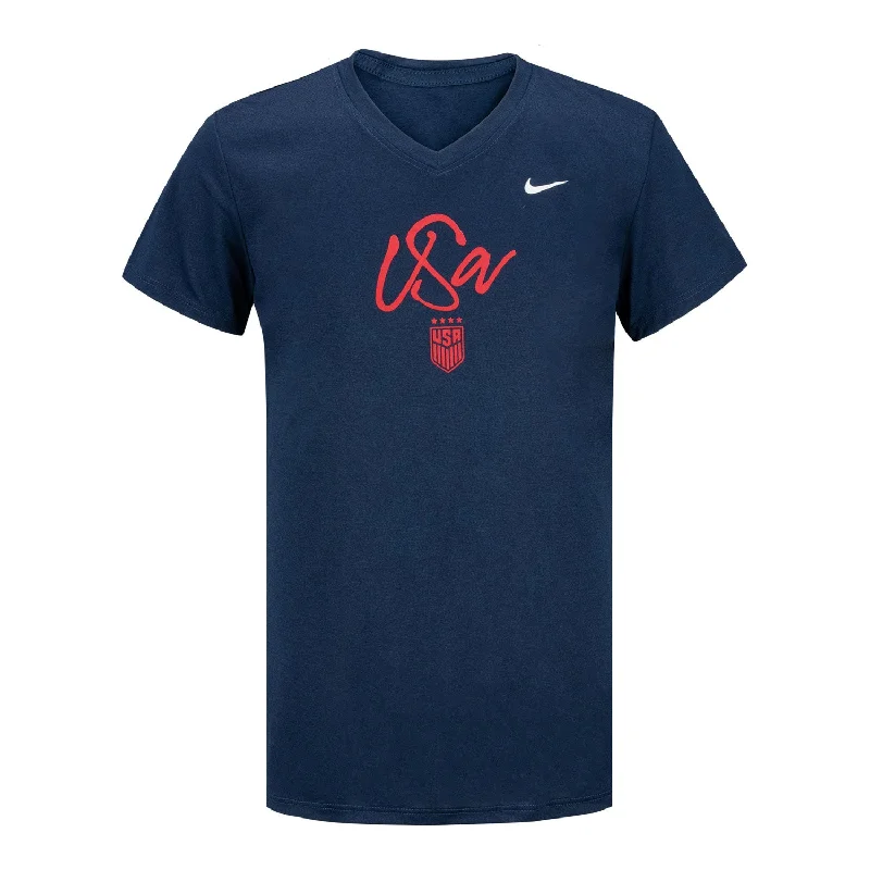 Girls Nike USWNT Script Navy Tee