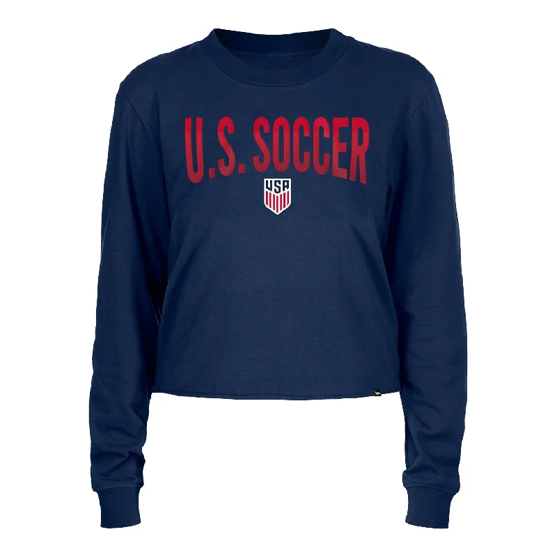 Women's New Era USMNT Cropped Navy Long Sleeve Tee