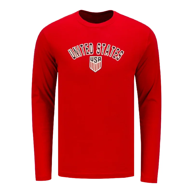 Men's New Era United States Arch Americana Long Sleeve Red Tee