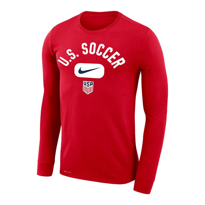 Men's Nike USMNT Arch Dri-Fit Long Sleeve Red Tee