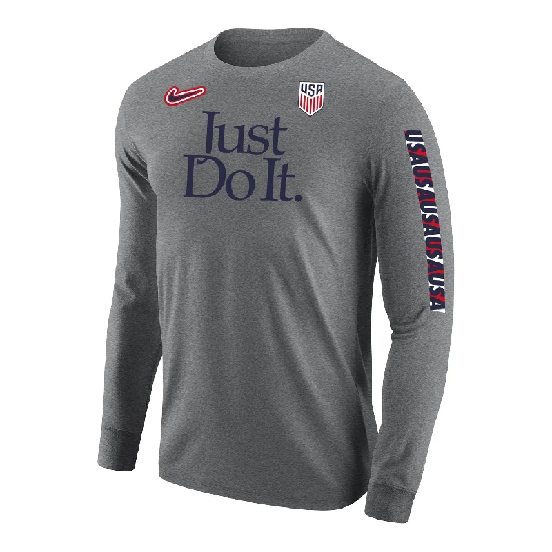 Men's Nike USA Just Do It Grey Long Sleeve Tee