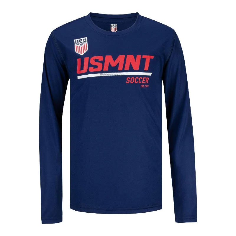 Youth Outerstuff USMNT Engage Poly Navy Long Sleeve Tee