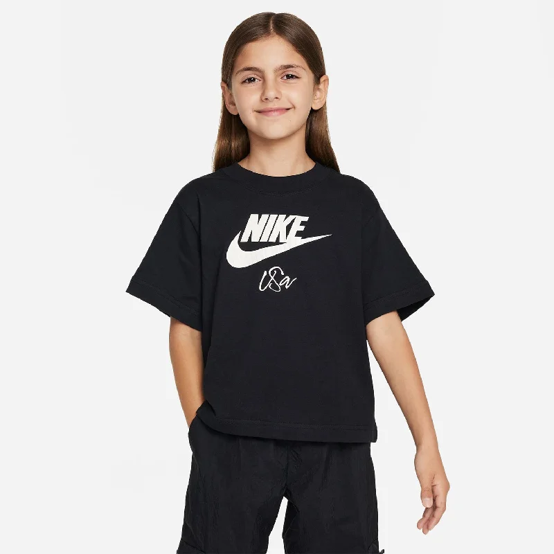 Girls Nike USWNT Swoosh Script Black Tee